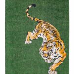 Louis De Poortere tapis, Pop Green On Fire 9388, Tiger design