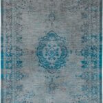 Louis De Poortere tapis, Fading World Grey Turquoise 8255, Medallion design