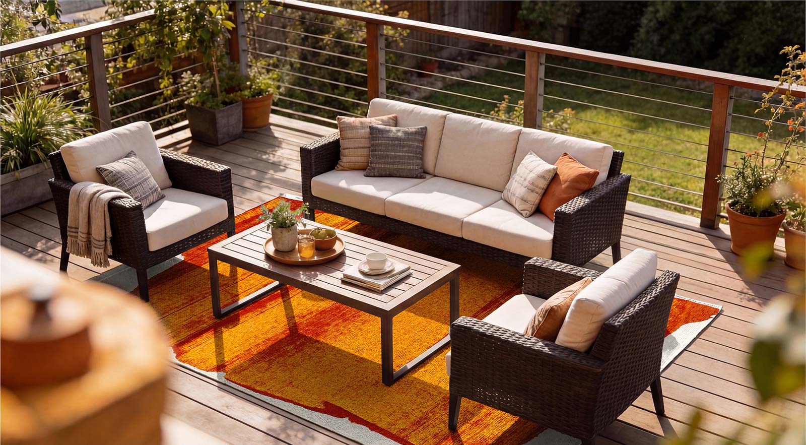 Louis De Poortere tapis Craft 2061 Brush Orange outdoor